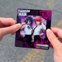 Anime Chainsaw Character Reze & Makima Dress-Up Acrylic Keychain Suction Pull Pendant Keyring Decor Ornament Backpack Decoration