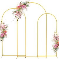 Support de toile de fond en arche dorée, ensemble de décoration chic et moderne pour mariage et fête, support métallique pour ballons et fleurs, accessoire de cérémonie extérieur/intérieur