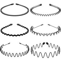 6pcs Metal Headband For Men Women Fashion Hair Bands Outdoors Sports Non Slip Smooth Elastic Teeth Comb Unisex Hair Accessories