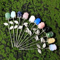 1pc Natural crystal raw stone semi precious stone rose decoration Valentine's Day wedding decoration crystal crafts gift