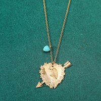 Bird Necklace with Heart Shape Pendant for Women, Aesthetic Jewelry, Gold Color, Chic Fashion Accessories