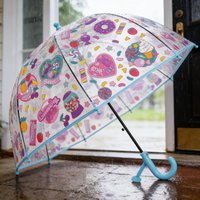 Windproof Clear Dome Umbrella Anti Pinch Round Tip Funny Transparent Umbrella for Kids Boys Girls Rainy Daily Play School