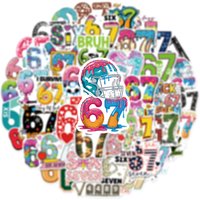 50PCS Fun 67 Number Stickers Colorful Graffiti Waterproof Vinyl Decals for DIY Crafts Scrapbooking Water Bottle Laptop