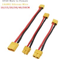 1Pcs XT60 XT-60 Male Plug to Female Jack RC Lipo Battery Charge Connector Extension Cable 10/30/40/50CM 14AWG Silicone Wire