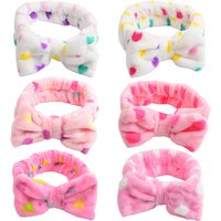 6Pcs Women's Face Wash Makeup Soft Coral Fleece Elastic Headband Headscarf Cute Spotted Bow Animal Hairband Girl Hair Accessories