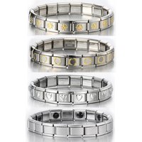 URING Fashion Trend Women Man Italian Charm Smiling Face Sun Heart Tai Chi Stainless Steel Elastic Bracelet Link Bangle Jewelry