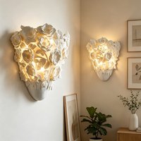 French Carved LED Wall Light Rechargeable or Wired Decorative Lamp for Living Room Bedroom Background Wall Hotel Hallway Sconce