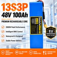Original 13S3P 48V 100Ah 2000W XT60 DC Lithium Ion Battery Pack for 54.6V Electric Scooters with BMS+200000mAh Charger