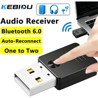 KEBIDU Bluetooth 6.0 Audio Receiver USB Dongle One TO Two Music Receiver Free Driver Wireless Receiver For Speaker Headphone