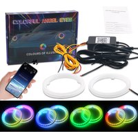 2PCS RGB Cotton LED Angel Eyes Halo Rings 60mm 70mm 80mm LED Headlight Lamps For Car UTV Motorcycle DRL Eyes APP Control 12V 24V