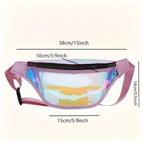 Transparent PVC Waist Bag with Laser Design, Waterproof Crossbody Sports Phone Pouch for Women
