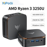 NIPOGI Mini PC AMD Ryzen 3 3250U Desktop Mini Computers 8GB RAM 256GB M.2 SSD WiFi 5, BT 4.2,DUAL 4K Display Windows 11 Pro