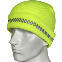High Visibility Safety Beanie Reflective Knit Ribbed Hats Warm Winter Bonnets for Night Running Hiking Cycling