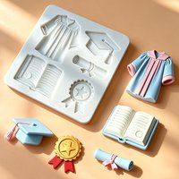 Graduation Mortarboard Academic Dress Diploma Silicone Sugarcraft Mold Chocolate Cupcake Baking Fondant Cake Decorating Tools
