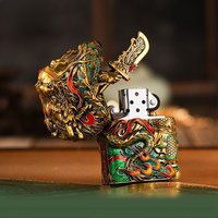 NEW Heavy Armored Guan Gong Fuel Lighter, Creative Windproof Grinding Wheel Lighter, Cigarette Accessories, Men's Gift
