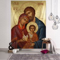 Wanddekoration für Zuhause, Wandteppich für Schlafzimmer, Wohnzimmer, Schlafsaal, Wanddekoration mit Jesus und Jungfrau Maria, Raumkunstdekoration