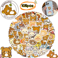 Bandai Rilakkuma Kiiroitori Korilakkuma 105pcs stickers high-quality cartoon prints for students' journals DIY doodle stickers