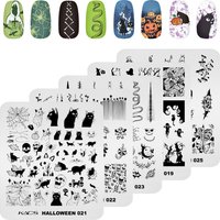 KADS Halloween Nail Stamping Plates skull Pumpkin Bat Template Stencils Nail Art Stamp Image Plate Manicure Nail Print Tool