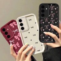 For Samsung Galaxy A56 5G A17 A07 S26 Ultra S25 FE A36 A26 A16 A06 A15 A25 A55 A35 A54 A14 A34 S24 Plus Love Heart Bow Cases