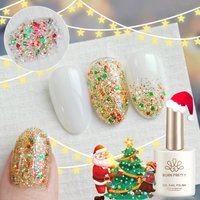 BORN PRETTY 1 Bottle 15ml Gold Sequins Jelly Gel Polish Christmas Semi Permanent Nail Art Manicure Soak Off UV Gel Nail Supplies