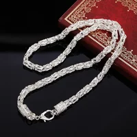 Lihong 925 Sterling Silver Charm Chain 20 Inch Simple Necklace for Women Men Wedding Party Jewelry