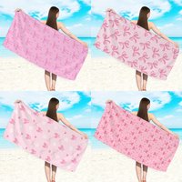 1pc cute love bow pattern ultra-fine fiber beach towel, beach and swimming quick drying absorbent beach towel