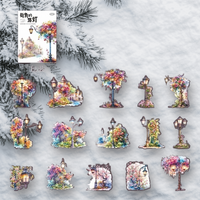 6 Styles Lamp Post Scenery Building Stickers Street Corner Lamp Series 15 Piece PET Irregular Die Cut