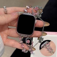 Two rows of small diamond chains are used for Apple watch models, with gorgeous sparkle for iWatch Series 9 8765432 strap