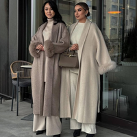 TARUXY fourrure de renard laine longs manteaux femmes bureau dame amovible élégant manteau Double face laine pardessus 2025 nouvelle veste Cardigan