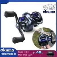 OKUMA Baitcasting Reel 7.2:1 8KG Max Drag Metal Wire Cup Fishing Reel For Bass in Ocean environment Casting Reel Accessories