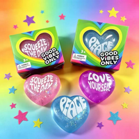 Nee Doh Heart Shaped Squeeze Toy Super Soft Sparkling Transparent Cute Portable Stress Relief Fidget Toy Office Anxiety Relief