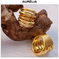Fashion Multi Layer Coil Hollow Gold Ring Women Advanced Minimalist Europe America Luxury Jewelry Accessories
