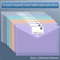 10 PCS Snap Closure Clear File A4 Large Capacity Exam Paper Files Folders for Documents A4 Plastic Pouch WJJ03