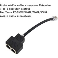 6-Pin Mobile Radio Mic Extension Cable RJ45 1-to-2 Splitter for Yaesu FT-7900R/1907R/6000R/300DR Car radio handheld microphone