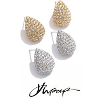 Yhpup Waterproof Cubic Zirconia Water Drop Fantasy Stud Earrings Stainless Steel Daily Shiny Trendy High-Grade Aesthetic Jewelry