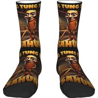 Kawaii Tung Tung Tung Sahur Funny Meme Italian Brainrot Socks Women Men Warm 3D Printed Sports Football Socks
