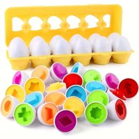6/12Pcs Easter Egg Puzzle Toys for Toddlers, Colorful Shape Sorting Game - Develop Fine Motor Skills Hand Eye Coordination, Pres
