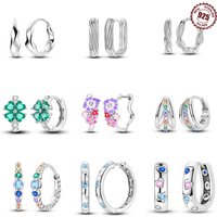Earrings For Women Silver 925 Fashion Four-leaf clover Earrings Cubic Zircon Ear Studs Silver 925 Original Jewelry Gifts