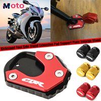 For HONDA CBR650R 650F CBR500R 2013-2024 CBR1000RR 2004-2007 Motorcycle Kickstand Side Stand Foot Extension Pad & Tire Valve Cap