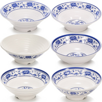 Melamine Blue and White Porcelain Plastic Bowl Imitation Porcelain Restaurant Ramen Bowl Dishes Household Kitchen Cutlery