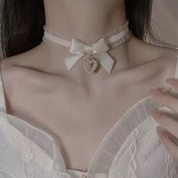 Fashion Sweet Cool Lolita Cute Party Y2K Ribbon Cosplay Bowknot Charm Choker Women Girls