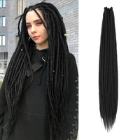 Extensions de dreadlocks en laine de 24 pouces, double extrémité, 10 mèches, extrémités mélangées, dreadlocks synthétiques, dreadlocks fines et douces, style hippie