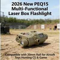 2026 NEW PEQ-15 Tactical Laser Box: IR Laser, Visible Green Laser & Flashlight, Fits 20mm Rails for Airsoft