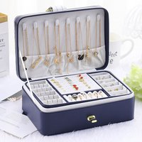 Doppelschichtige Schmuckbox-Organizer, große Kapazität, PU-Leder-Aufbewahrungsbox für Ringe, Ohrringe, Ohrstecker, Schmuckpräsentation, Schmuckverpackung