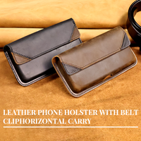 1pcGenuine Leather Waist Bag for Men, Casual Flip Cover, Phone Holster Case with Belt Clip, Mobile Phone Pouch for iPhone 15