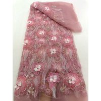 2026 Latest 3D Flower Embroidery Beaded Sequins African Lace Fabric High Quality Nigerian French Ladies Wedding Material