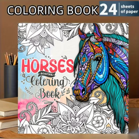 Adult Coloring Book with 24 Horse Patterns - Mandala & Horse-Themed Coloring Pages for Adults,Gift for Equestrian Lovers