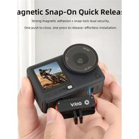 VRIG Bidirectional Magnetic Quick Release Adapter for DJI Osmo Action 6/Nano Metal Camera Base w Folding Two Claws & 1/4 Hole