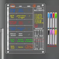3-in-1 Magnetic Acrylic Meal Planner for Fridge - Clear Weekly Dry Erase Menu Board, Breakfast Lunch Dinner Daily Planner