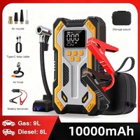 Jump Starter with Air Compressor 1000mAh Car Battery Booster (9.0 Gas/6.5L Diesel) with 160PSI Auto-Shutoff Tire Inflator